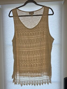 Ava & Viv Cream Crochet Lace Camisole Tank
